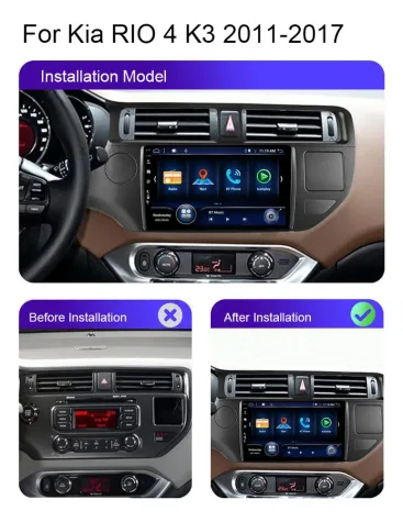 KIA RIO 2012/2017 KIT STANDARD - CENTRAL MULTIMEDIA 9" ADAK ANDROID 4CORE + 4GB RAM + 64GB ROM