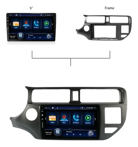 KIA RIO 2012/2017 KIT STANDARD - CENTRAL MULTIMEDIA 9" ADAK ANDROID 4CORE + 4GB RAM + 64GB ROM
