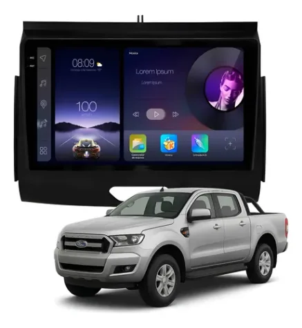 FORD RANGER 2019/2025 KIT STANDARD - CENTRAL MULTIMEDIA 9" ADAK ANDROID 4CORE + 4GB RAM + 64GB ROM