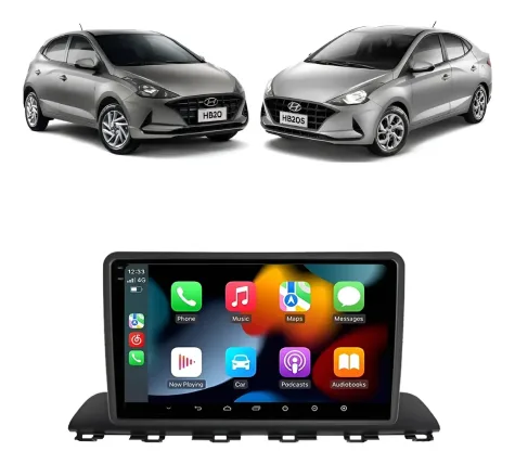 HYUNDAI HB20 2020/2025 KIT STANDARD - CENTRAL MULTIMEDIA 9" ADAK  ANDROID 4CORE + 4GB RAM + 64GB ROM