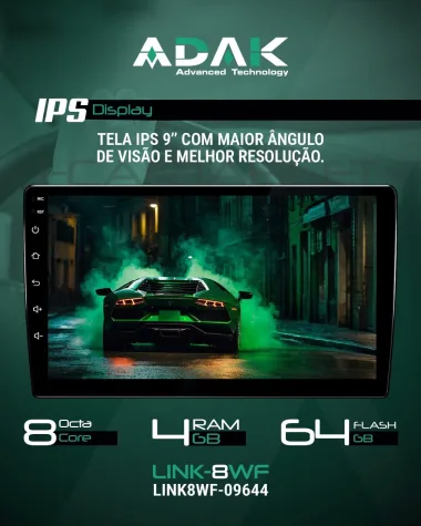 FIAT ARGO-CRONO 2017/2022 KIT PREMIUM - CENTRAL MULTIMEDIA 9" ADAK ANDROID 8CORE + 4GB RAM + 64GB ROM
