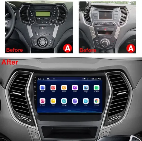 HYUNDAI SANTA FE 2014/2019 KIT STANDARD - CENTRAL MULTIMEDIA 9" ADAK  ANDROID 4CORE + 4GB RAM + 64GB ROM
